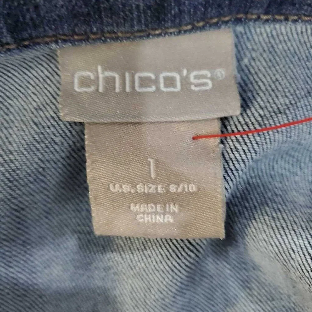 Chico's Medium Blue Denim Long Jacket, Quality Checked, Authentic - Picture 6 of 7